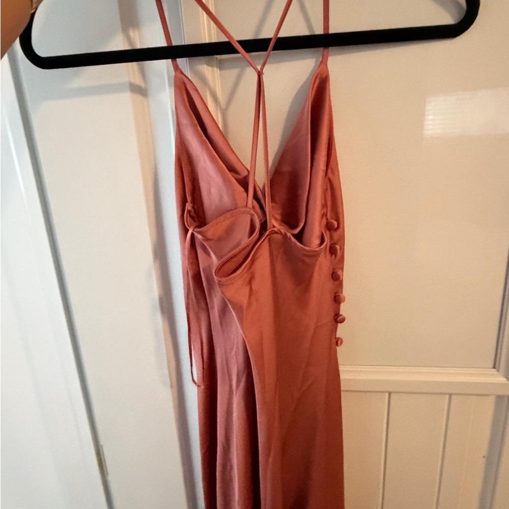 ZARA LIKE NEW Satin Button Cowl neck Midi Dress - Picture 7 of 8